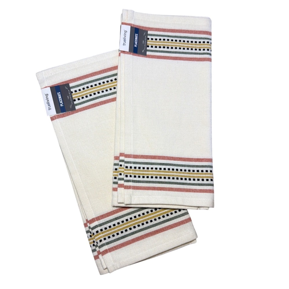 NWT True Living Striped Cotton Placemats Set of 4
Border Boho Farmhouse